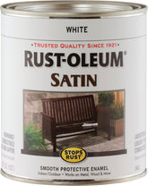 Stops Rust 7791502 Enamel Paint, Satin Sheen, White, 1 qt, Can, 60 to 100 sq-ft/qt Coverage Area